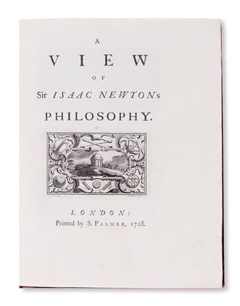 SCIENCE  PEMBERTON, HENRY. A View of Sir Isaac Newtons Philosophy.  1728